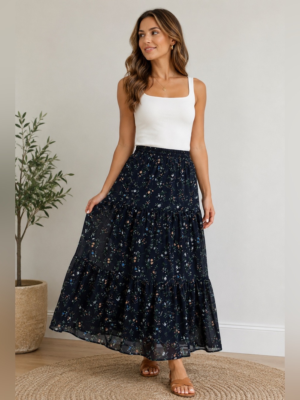 Tamara H. Floral Tiered Maxi Skirt